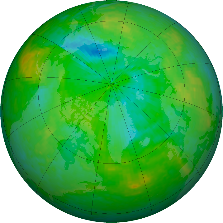 Arctic ozone map for 28 July 1990